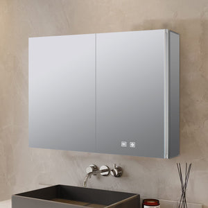 English Elm Corsica Double Door Led Medicine Cabinet with Defogger and Aluminum Frame for Bathrooms B2731P477801