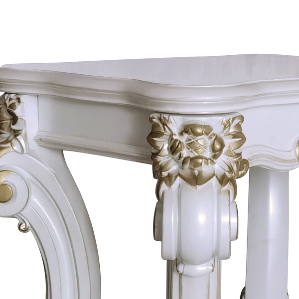 English Elm Antique Pearl End Table With Elegant Scroll Design And Storage Shelf For Vintage Living Spaces B062P209125