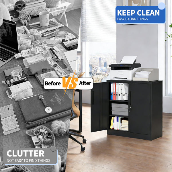 English Elm Metal Lockable Steel Cabinet Two Adjustable Shelves Garage Office Utility Storage T2398P442669