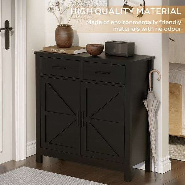 English Elm Kitchen Storage Cabinet Modern Farmhouse Buffet Sideboard with Spacious Drawers and Sturdy Storage Slate finish Black W2386P207772
