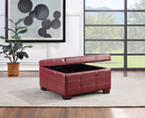 OSP Home Furnishings Detour Strap Ottoman Crimson Red