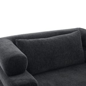 English Elm Oversized Chenille Chaise Lounge Deep Seat Sculptural Armrests Modern Living Room Retreat Black N763P326441B