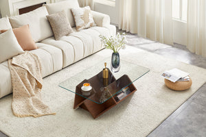 English Elm A Modern Two-tier Mdf Coffee Table with Open Shelf for Living Room Storage W3875P396857