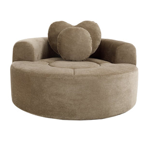 English Elm Round Cloud Sofa Bed Waffle Fabric Memory Foam Convertible Couch for Small Space Living Brown W3224P492001