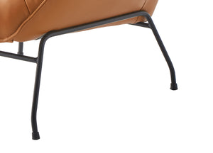 English Elm Zusa Sandstone Top Grain Leather Accent Chair & Ottoman with Metal Frame, Full Foam, Modern Luxe B2726S00389