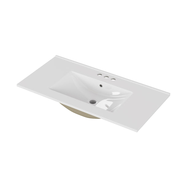 English Elm 36-inch Ceramic Drop-in Bathroom Sink for Vanities with Glazed Minimalist Profile W3151P360959