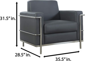 English Elm Executive Faux Leather Club Chair with Polished Chrome Frame for Modern Living Spaces Light Gray B011P439045