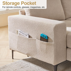 English Elm 97" Convertible L Shaped Sectional Sofa with Corduroy Upholstery, Left Chaise, Durable Cozy Beige W791P241213