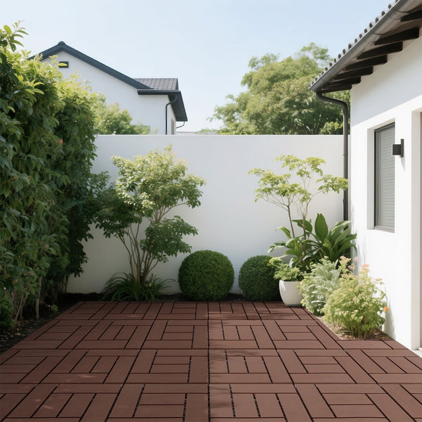 English Elm 12-inch Interlocking Pp Deck Tiles Snap Together for Patio Balcony or Courtyard 44 Sq Ft W3022P251853