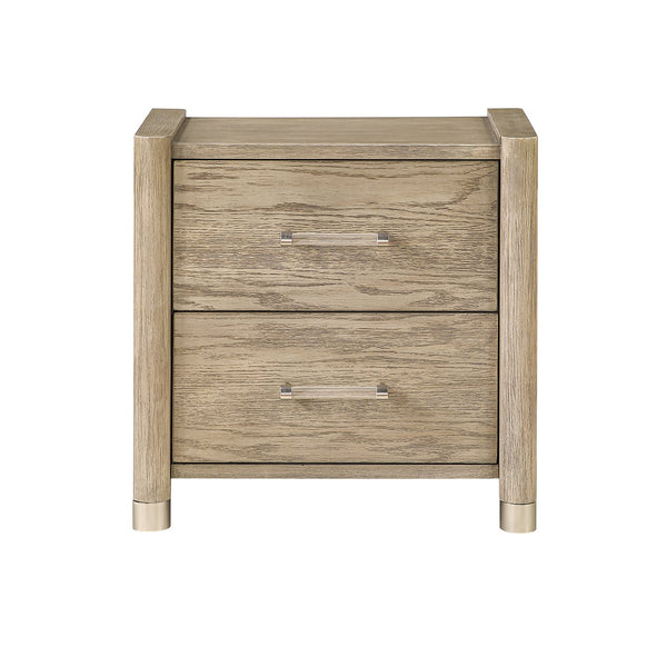 English Elm Sarai Brown Nightstand with Spacious Drawers, Solid Wood + MDF, Acrylic Handles & Metal Detail B201P391235
