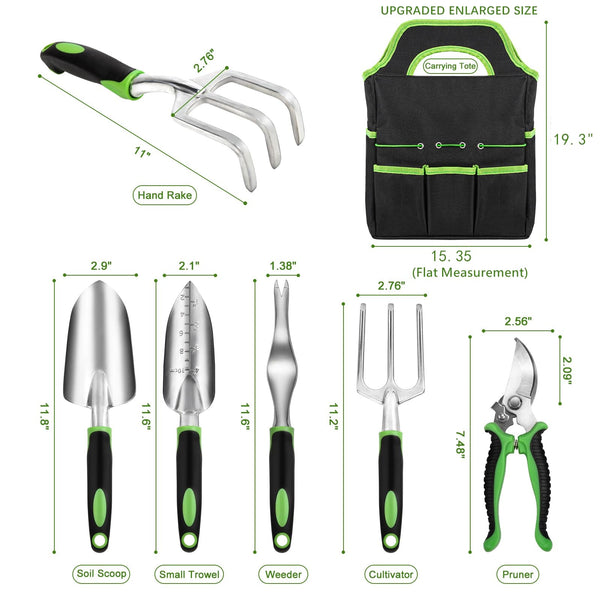 English Elm 8 Piece Stainless Steel Garden Tool Set with Ergonomic Grips and Oxford Tote Bag W2181P193850