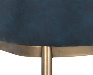 Sunpan FRANKLIN Dining Armchair - Vintage Blue Faux Leather with Antique Brass Frame for Stylish Spaces 104978