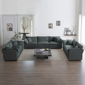English Elm 3 Piece Sofa Set - Oversized Modular Gray Chenille Couch With Deep Cushions For Ultimate Comfort W714S00995
