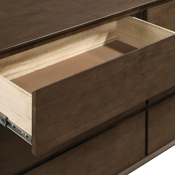 English Elm Hemlock Solid Wood 6-Drawer Dresser Cabinet with Sleek Fingertip Pulls and Spacious Organized Storage Brown B062P378388