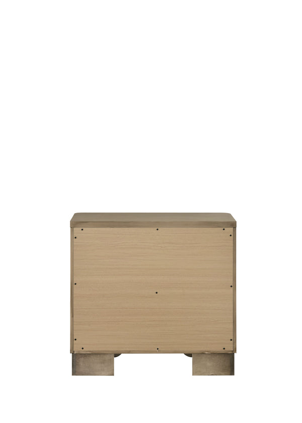 English Elm Lakkari Antique Oak Two Drawer Nightstand with Dovetail Joinery and Felt Lined Storage B2756P493477