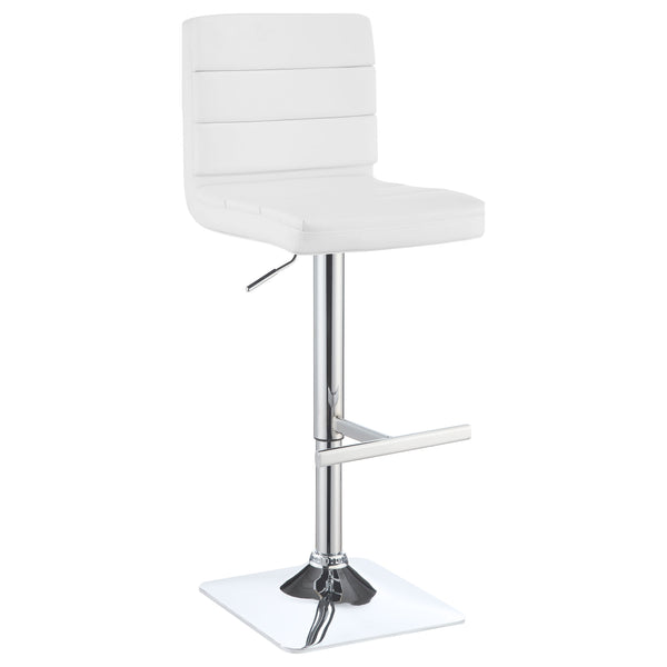 English Elm Fresco Leatherette Channel Tufted Bar Stools Set of Two with Chrome Pedestal Base B062P440323