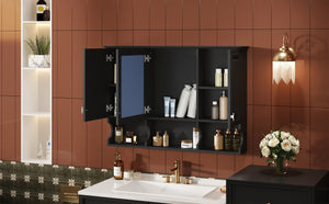 English Elm 3-in-1 Wall Mounted Bathroom Medicine Cabinet with Soft Close Mirror and Towel Bar Black N710P358620B