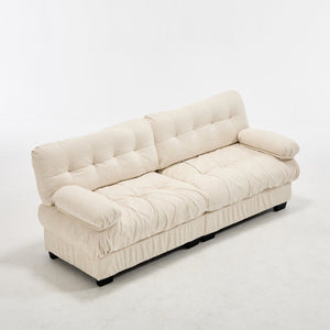 English Elm Cloud Modular Sectional Sofa Deep Seat Flannelette Upholstered Living Room Couch Beige W2120S00021