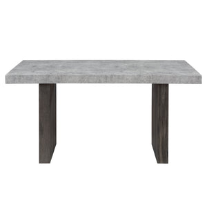 English Elm SUSAN Grey Dining Table with Faux Marble Top, Solid Wood & MDF Pedestal Base, Accented Legs, Modern Elegance B201S00329