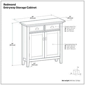 English Elm Redmond Solid Wood Entryway Cabinet with Drawers Shelves and Aged Brown Finish B136P436042