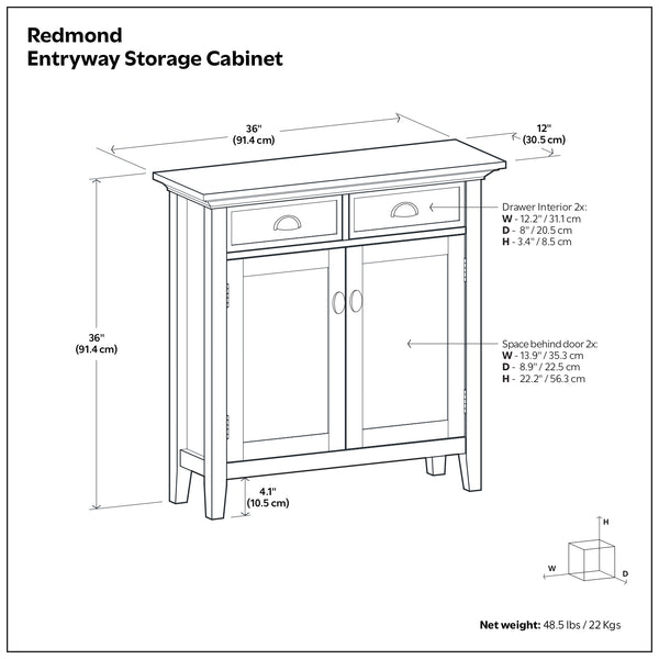 English Elm Redmond Solid Wood Entryway Cabinet with Drawers Shelves and Aged Brown Finish B136P436042
