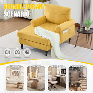 English Elm Modern Chenille Recliner Chaise Lounge Sofa Chair with High-Resilience Foam, Wide Seat, 550lb Capacity Mustard yellow W395P371336