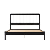 Walker Edison - Mid-Century Modern Solid Wood Queen Spindle Bed – Black