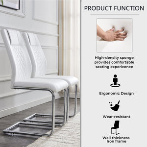 English Elm Table And Chair Set - Modern Marble Pattern Mdf Dining Set With 6 White Pu Chairs For Elegance W1151S02182-GIGA