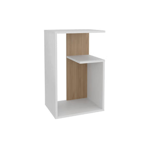 English Elm Side Table 25" H - Modern White Accent Table With Shelves For Small Spaces, Easy Assembly & Eco-Friendly B097P296861-GIGA