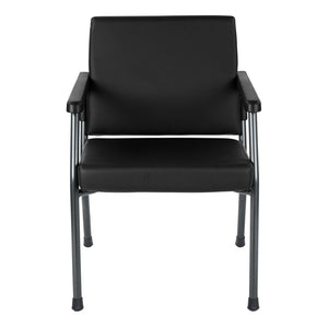OSP Home Furnishings Bariatric Guest Chair with Reinforced Metal Frame and Pu Arms for Medical Waiting Rooms Black BC9601-R107