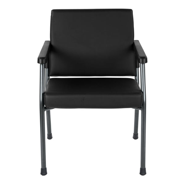 OSP Home Furnishings Bariatric Guest Chair with Reinforced Metal Frame and Pu Arms for Medical Waiting Rooms Black BC9601-R107