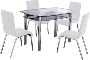 English Elm Modern Faux Leather Side Chair Set of Four with Polished Chrome Legs for Dining B011S02255
