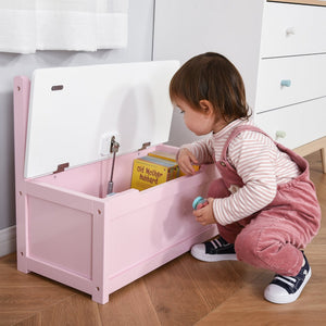 English Elm Qaba Pink Toddler Storage Bench With Large 27L Interior, Safe Lid, And Cozy Seating For Playrooms W2225P249824-GIGA
