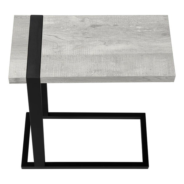 English Elm Accent C-Shaped Side Table with Reclaimed Wood-Look Top and Sleek Metal Frame for Small Spaces Grey 28 L x 13 W x 6 H B2710P219146