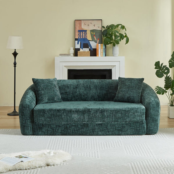 English Elm 87-inch Curved Chenille Convertible Sofa Sleeper with Pull-out Base for Apartment Living W3505P465317