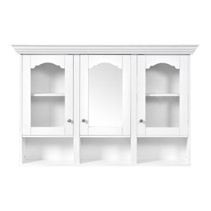 English Elm 47" Wall Mounted Bathroom Cabinet with Mirror — Space-Saving 3 Adjustable Shelves, Pine Accents, Water-Resistant Finish N710P264268K