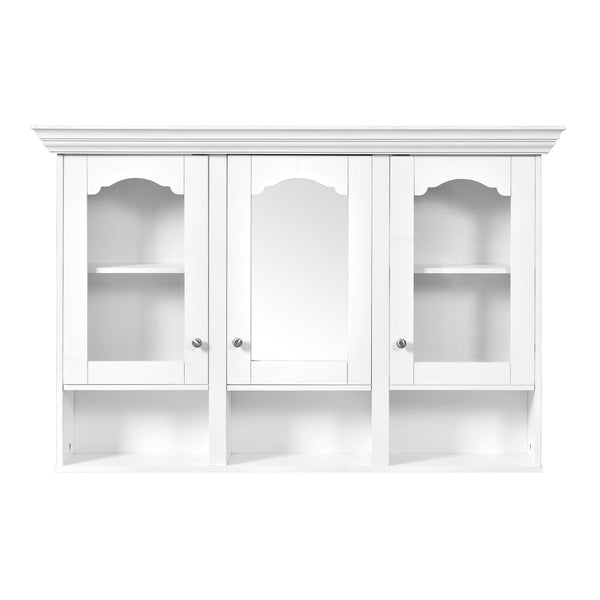 English Elm 47" Wall Mounted Bathroom Cabinet with Mirror — Space-Saving 3 Adjustable Shelves, Pine Accents, Water-Resistant Finish N710P264268K