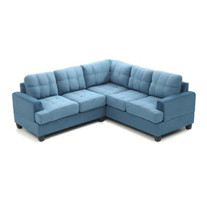 English Elm Glory Newbury G463B-SC Sectional Sofa - Compact PU Upholstery, Pocketed Coil Seats, Durable Frame Aqua Blue 49 L x 28.7 W x 16 H B078S00052