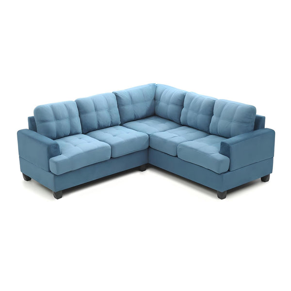 English Elm Glory Newbury G463B-SC Sectional Sofa - Compact PU Upholstery, Pocketed Coil Seats, Durable Frame Aqua Blue 49 L x 28.7 W x 16 H B078S00052
