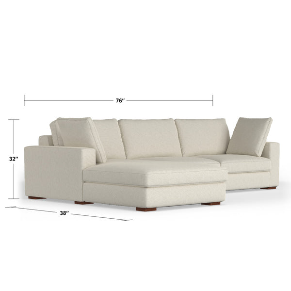 English Elm Charlie Deep Seater Left Sectional Sofa with Extra-Wide Chaise, Eco Performance Fabric, 122" Oversized Lounge Cream B136P199285