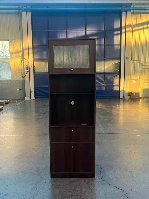 English Elm Tall Freestanding Pantry Cabinet with Adjustable Shelves Drawer and Doors for Kitchen Walnut B2764P483841