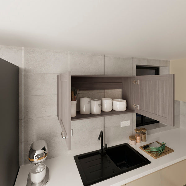 English Elm Wall Wall Cabinet with 2 Doors for Kitchen Storage, Modern Engineered Wood Design, Durable & Compact White Oak 44.09 L x 29.13 W x 3.54 H B097P350280
