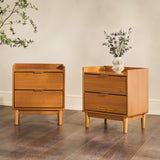 20" Solid Wood 2-Drawer Nightstand - Set of 2 Caramel LEEB4CCA-2PK Walker Edison