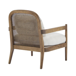 English Elm [set of 2] Mid-century Rattan Back Armchairs Solid Wood Legs Beige Upholstered Seat N767P298390L