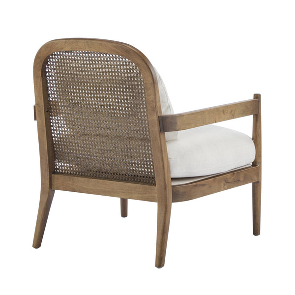 English Elm [set of 2] Mid-century Rattan Back Armchairs Solid Wood Legs Beige Upholstered Seat N767P298390L
