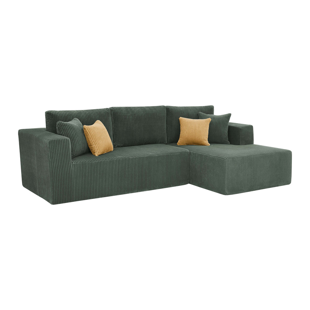 English Elm Full Corduroy L-shaped Sectional Sofa Foam Cushions No Assembly Cozy Living Room B2748S00050