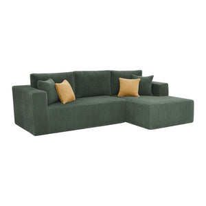 English Elm Full Corduroy L-shaped Sectional Sofa Foam Cushions No Assembly Cozy Living Room B2748S00050