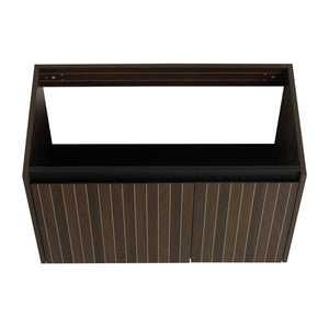 English Elm 30 Resin Sink Vanity with Soft-Close Doors, Floating Mount Design, Durable Scratch & Water-Resistant Finish Silver-Brown Stripe W999P228754
