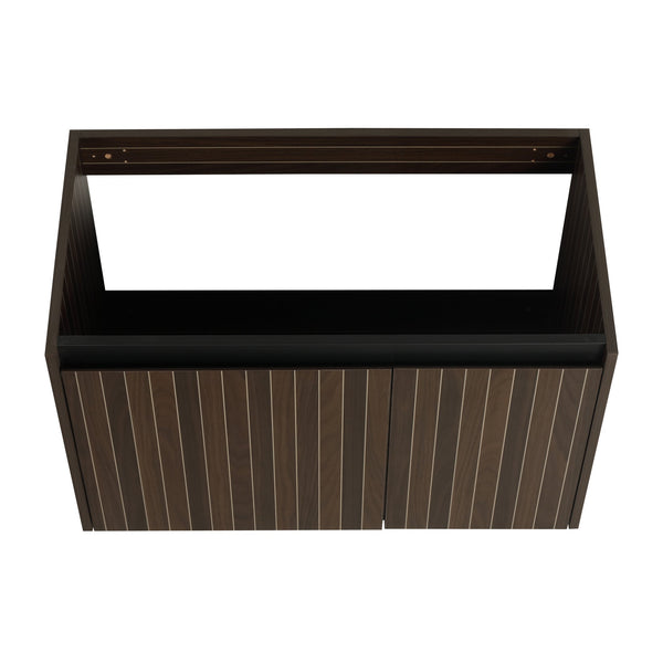 English Elm 30 Resin Sink Vanity with Soft-Close Doors, Floating Mount Design, Durable Scratch & Water-Resistant Finish Silver-Brown Stripe W999P228754