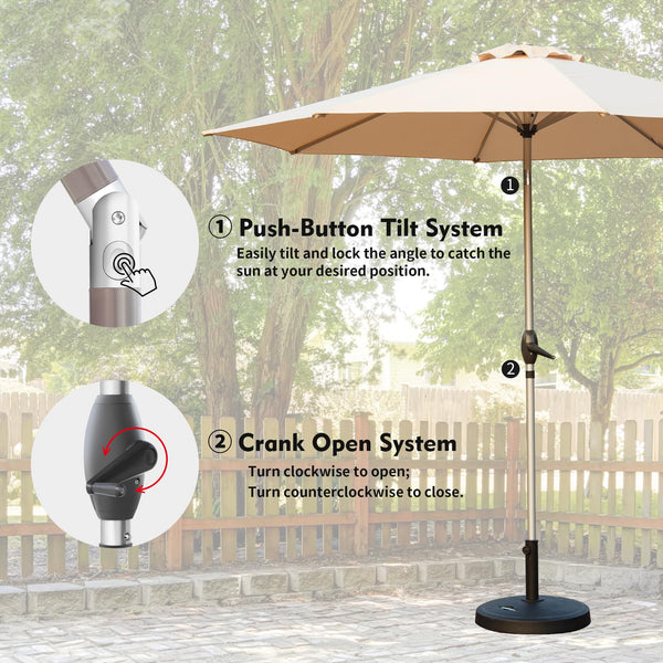 English Elm 10FT Patio Umbrella with Crank & Push-Button Tilt, UV-Resistant 180G Polyester Canopy, Wind Vent, Durable Ribs Beige W1859P195942